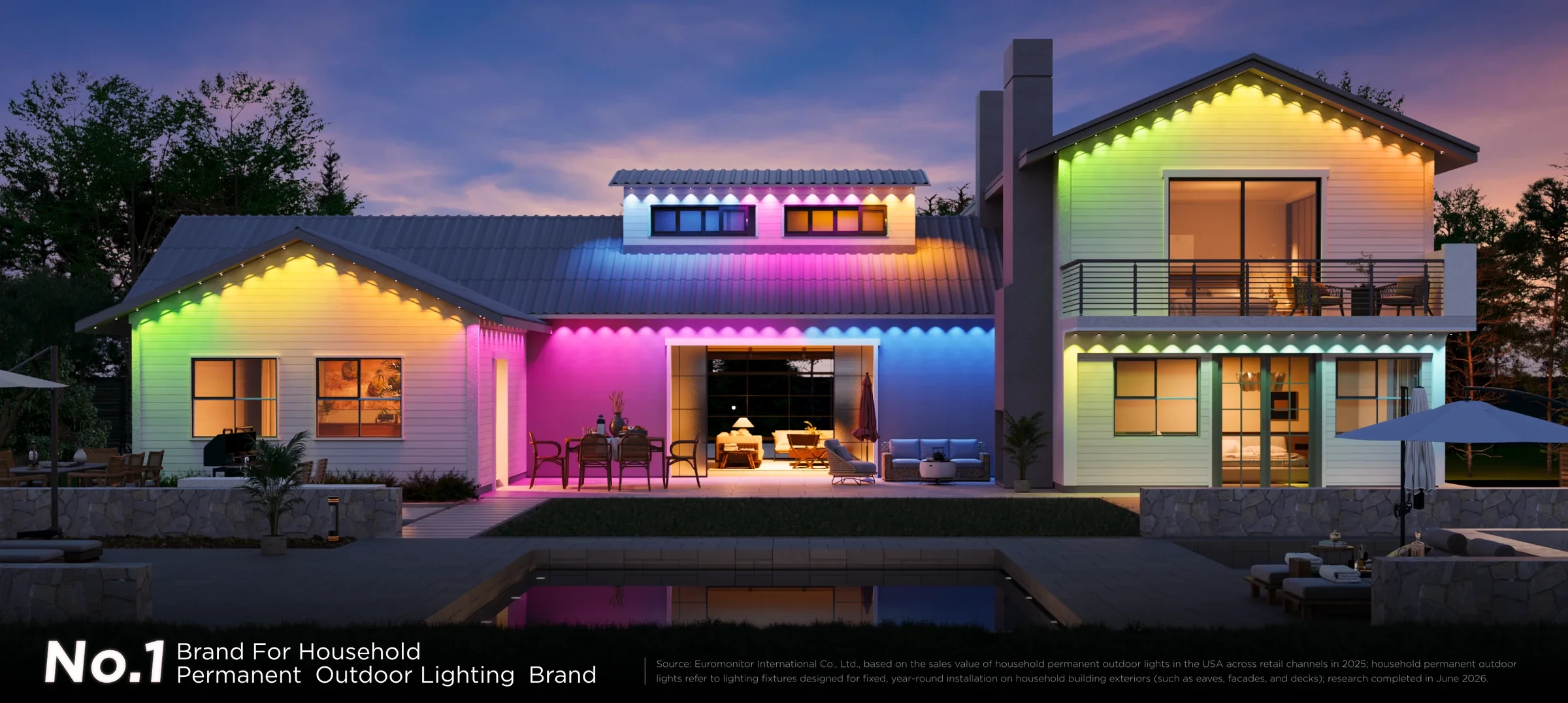 Clean roofline permanent light installation