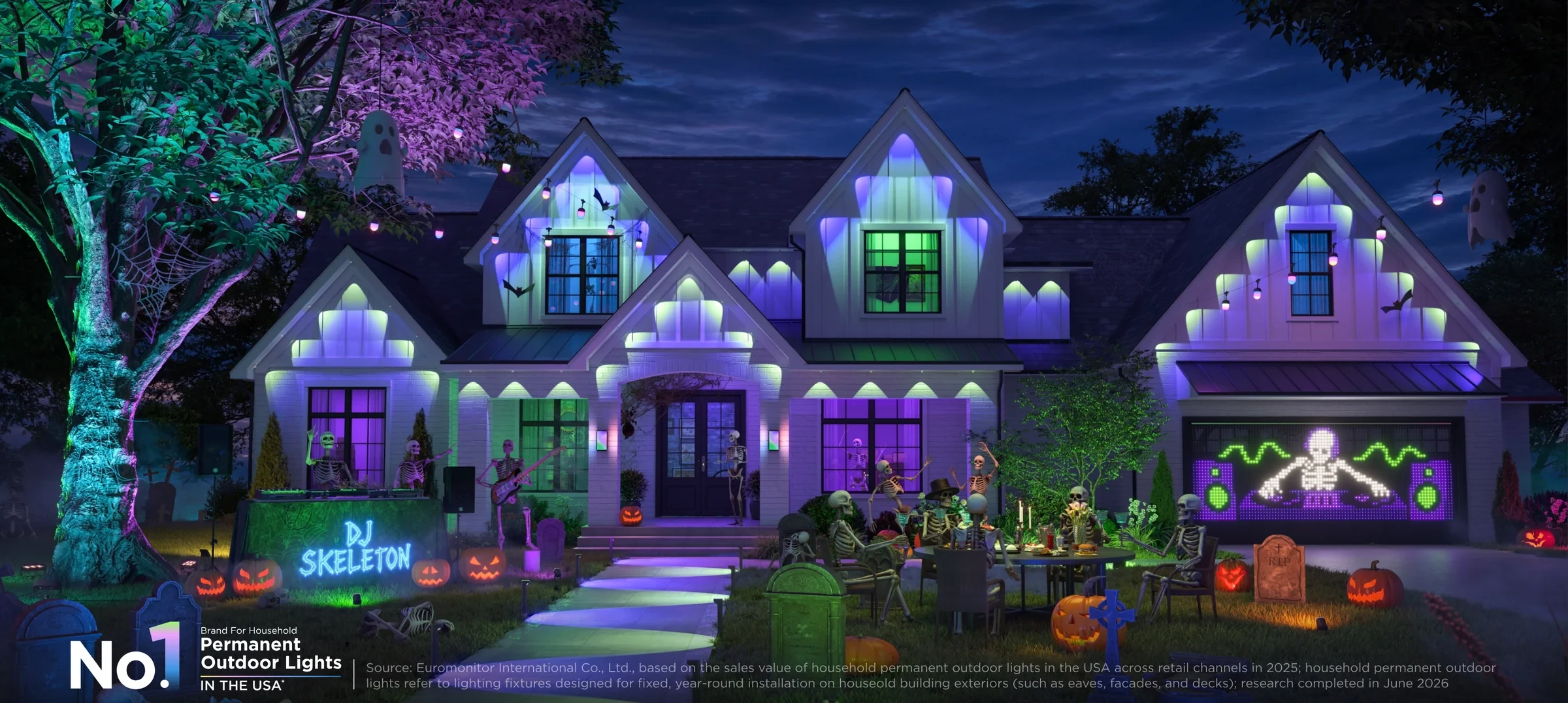 Multicolor permanent holiday lighting